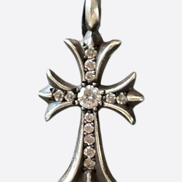 Chrome Hearts Silver & Diamond Tiny Cross Pendant - Picture 1 of 4